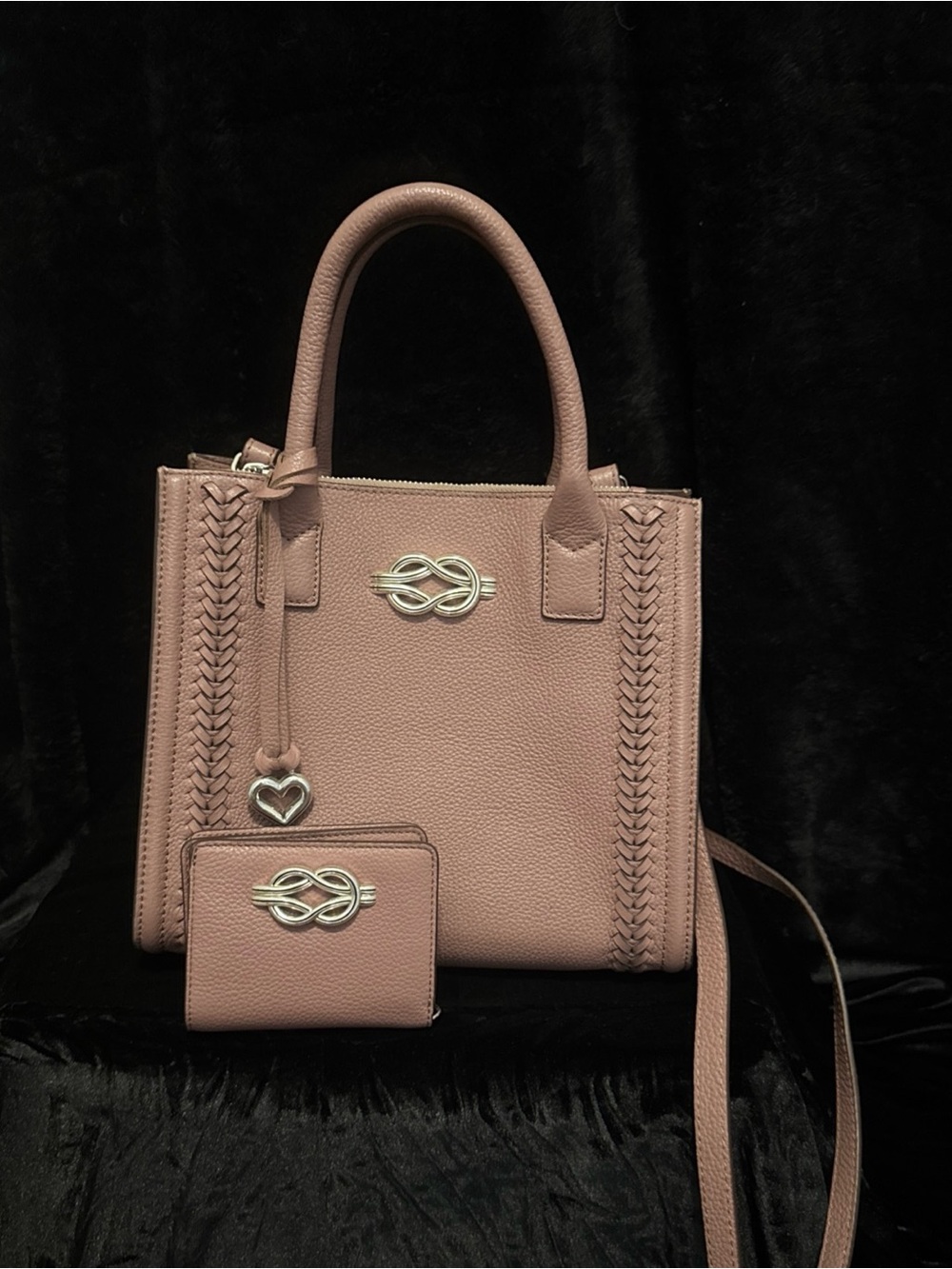 Brighton Dusty Rose Leather Satchel with Matching Wallet